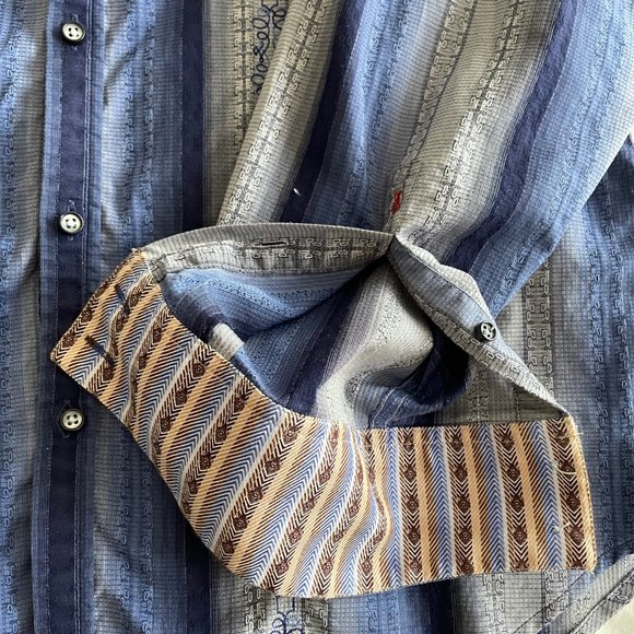 Robert Graham Sport Shirt - Blue/Grey Stripe - X-Large - Picture 2 of 6